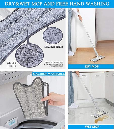 Cleaning Mop - Flat Floor Mop with Reusable Pad